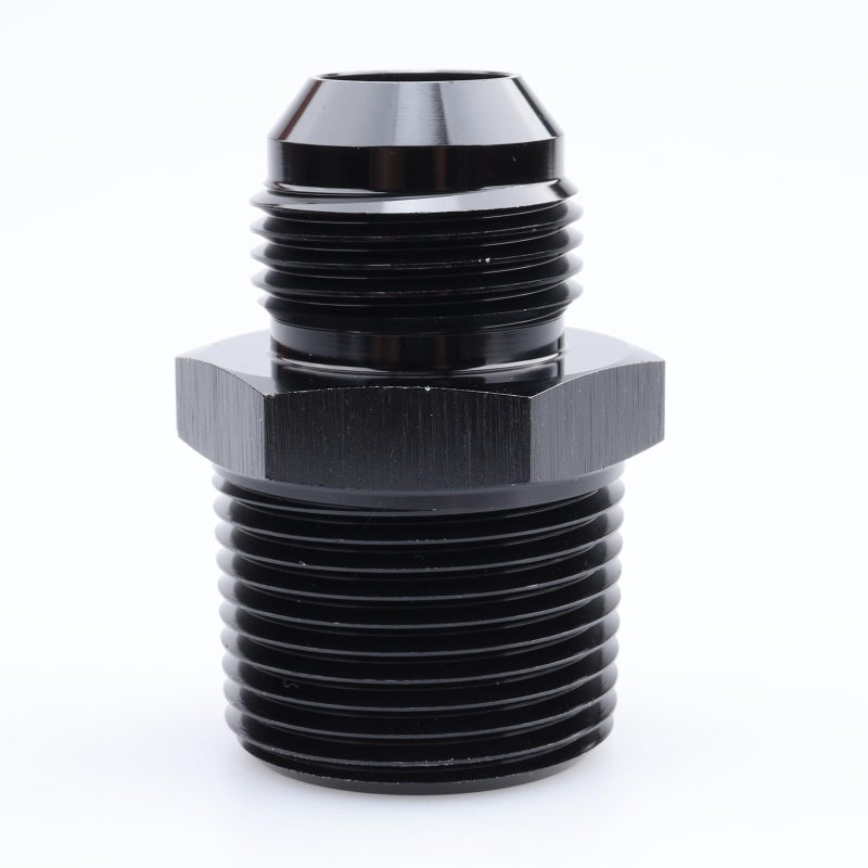 AC PERFORMANCE Male 1" NPT to -12 AN Flare Adapter Straight Aluminum Black - Image 1